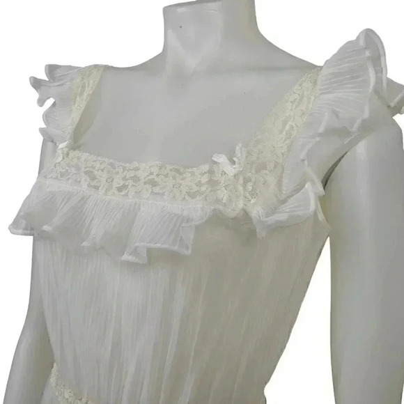Vintage  60's Peignoir Negligee Lingerie Sheer Nighie White Lace Size Large - Picture 4 of 13